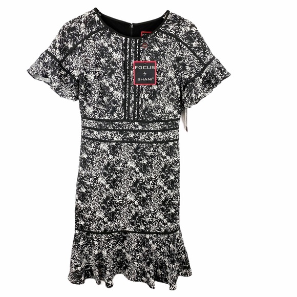 NWT Focus by Shani Ruffle Sleeve Flounce Dress 2 - Picture 3 of 9